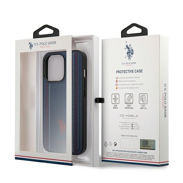 US Polo USHCP14XPFAV iPhone 14 Pro Max 6.7" navy/navy blue Leather Stitch