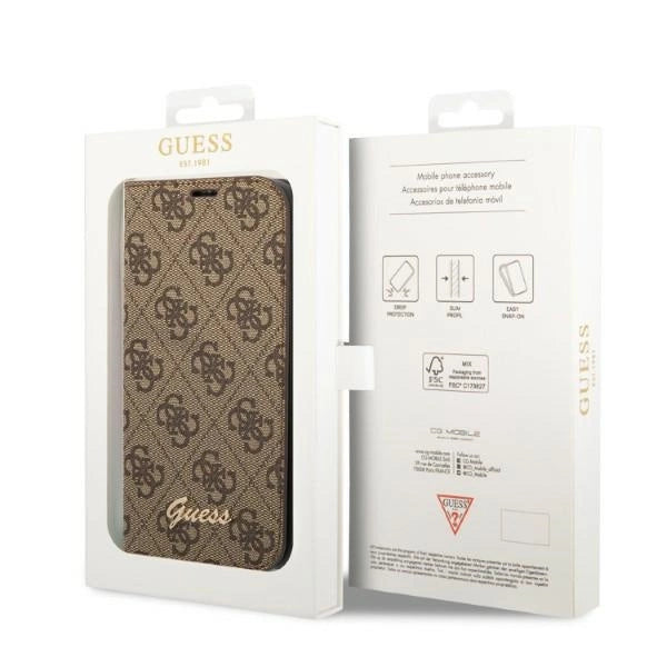 Guess GUBKP14XHG4SHW iPhone 14 Pro Max 6.7 "brown / brown book 4G Vintage Gold Logo