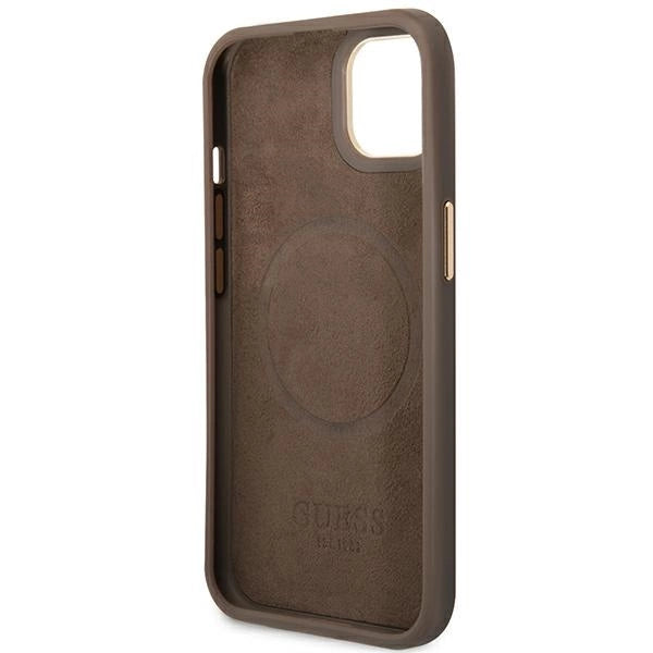 Guess GUHMP14MU4GPRW iPhone 14 Plus 6.7 "brun / brun hard case 4G Logo Plate MagSafe