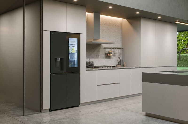 LG InstaView GMG860EPBE side-by-side køle-fryseskab Fritstående 508 L Sort
