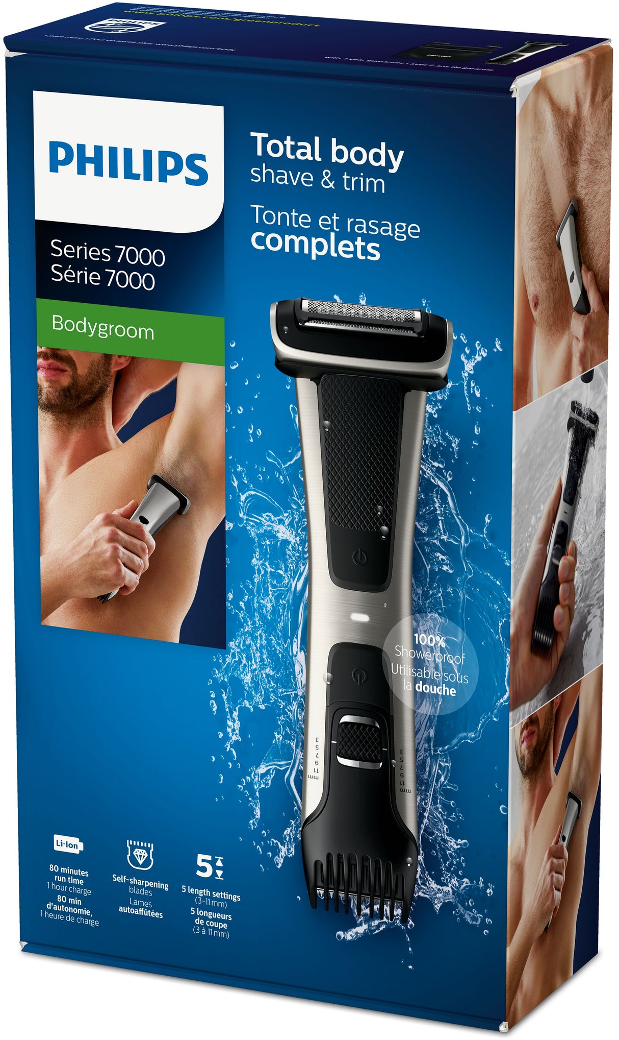 Philips 7000 series Bodygroom Series 7000 BG7025/15 Trimmer til lyske og krop, tåler vand