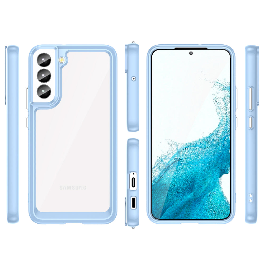 Outer Space Case til Samsung Galaxy S23+ cover med en fleksibel blå ramme