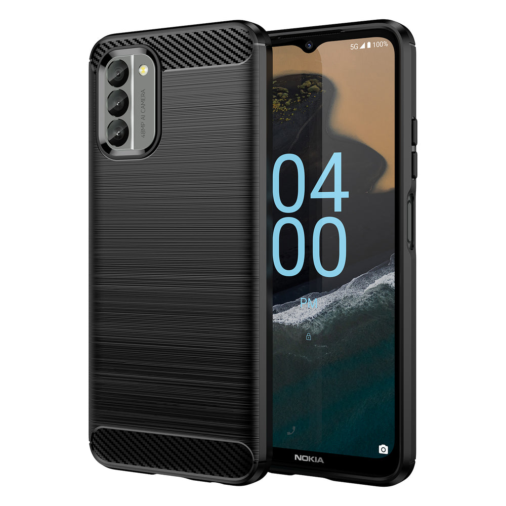 Carbon Case cover til Nokia G400 fleksibelt silikone carbon cover sort