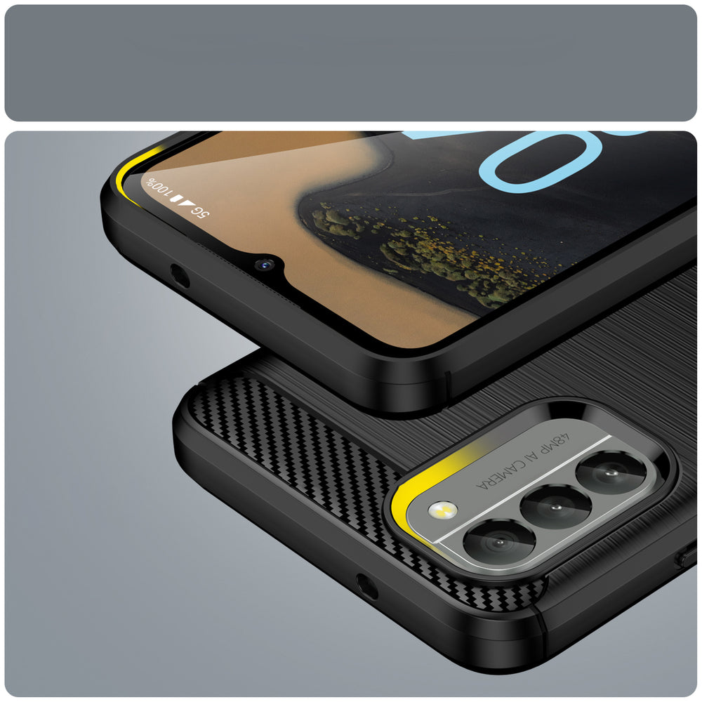 Carbon Case cover til Nokia G400 fleksibelt silikone carbon cover sort