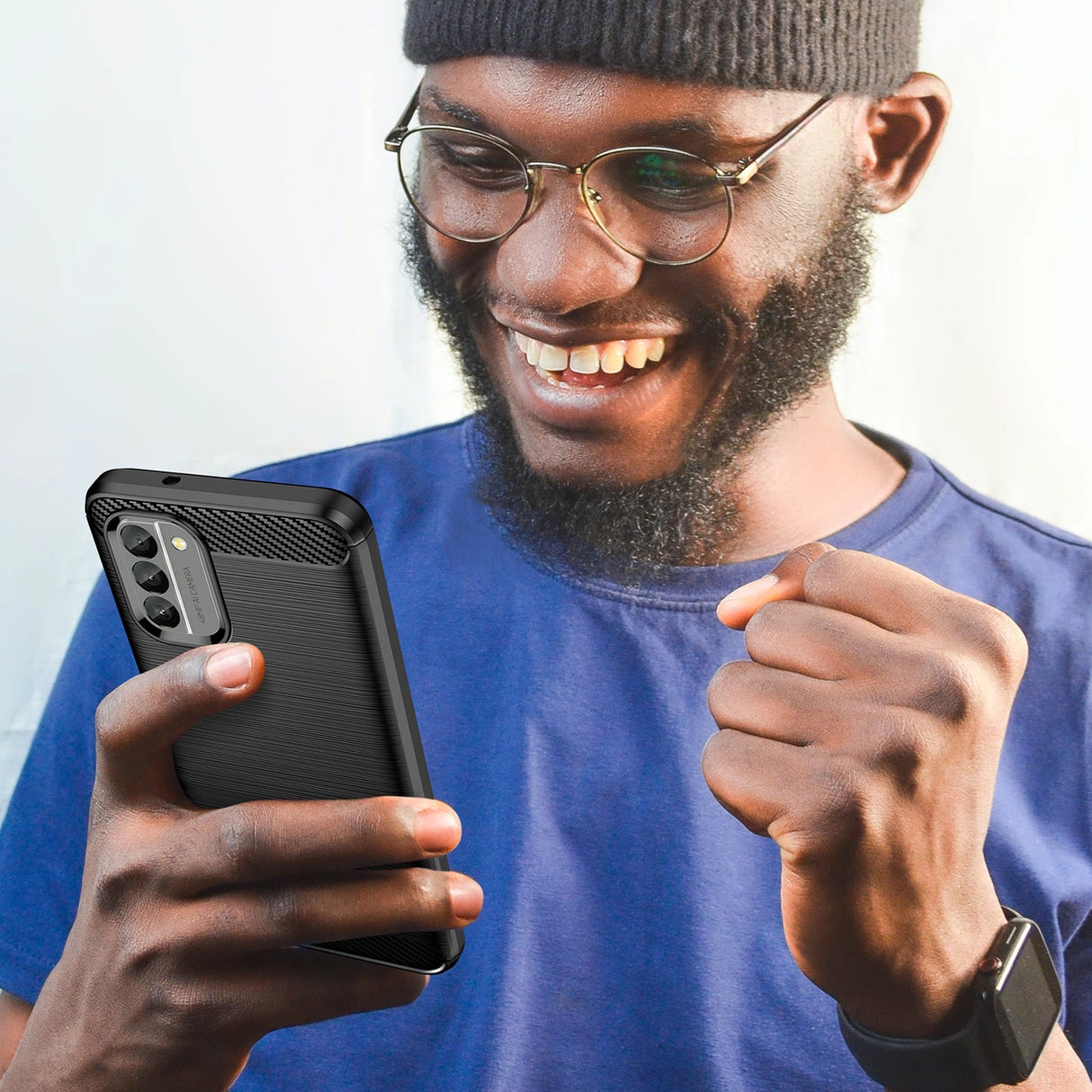 Carbon Case cover til Nokia G400 fleksibelt silikone carbon cover sort