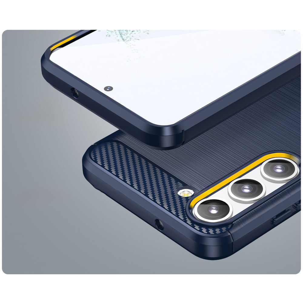 Carbon Case til Samsung Galaxy S23+ fleksibelt silikon carbon cover blå
