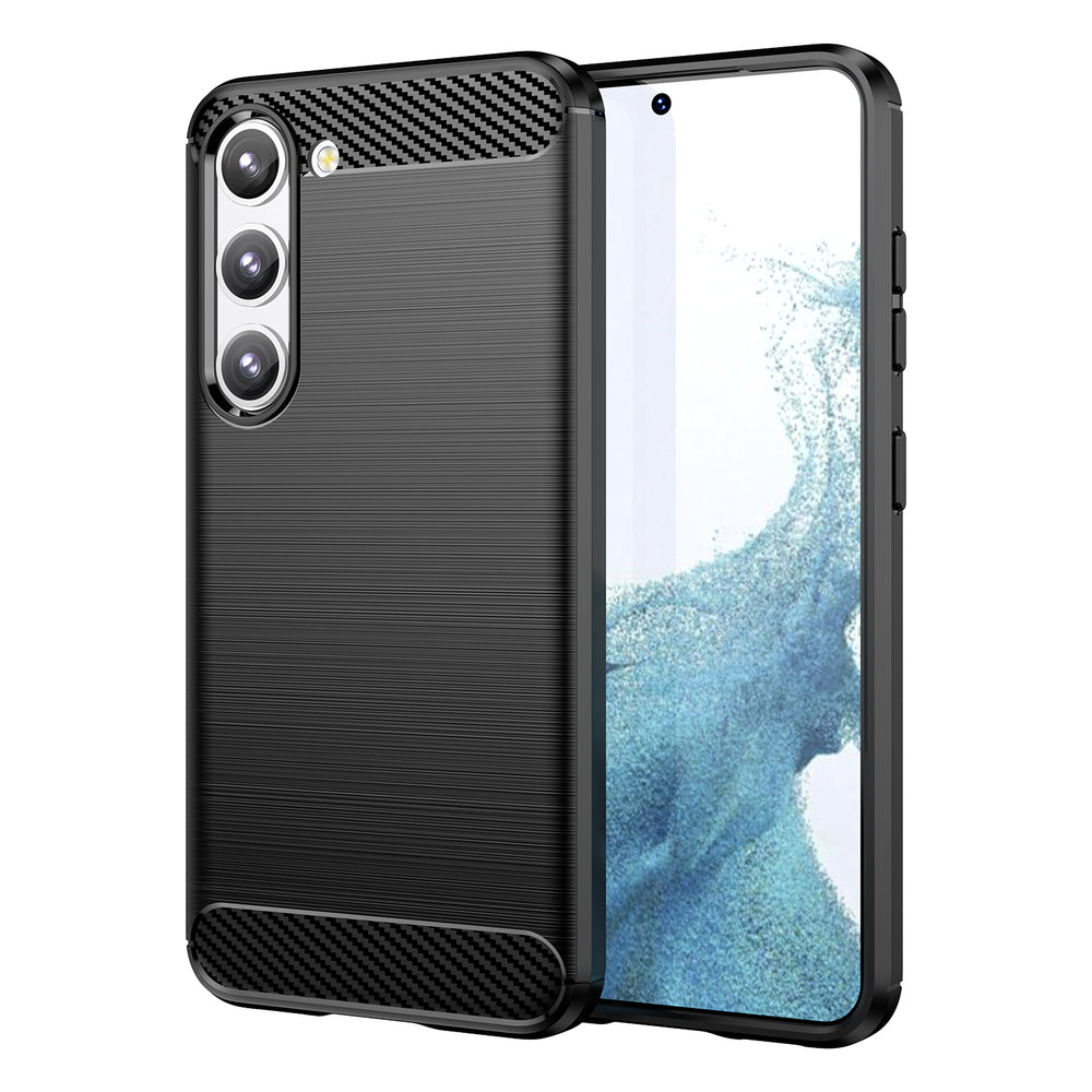 Carbon Case til Samsung Galaxy S23+ Fleksibel silikone carbon cover sort