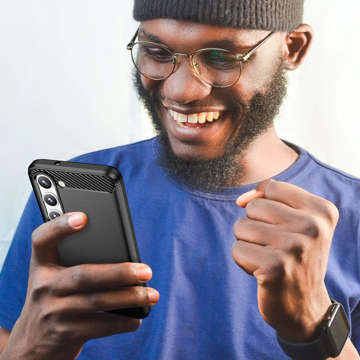 Carbon Case til Samsung Galaxy S23+ fleksibelt silikone carbon cover sort