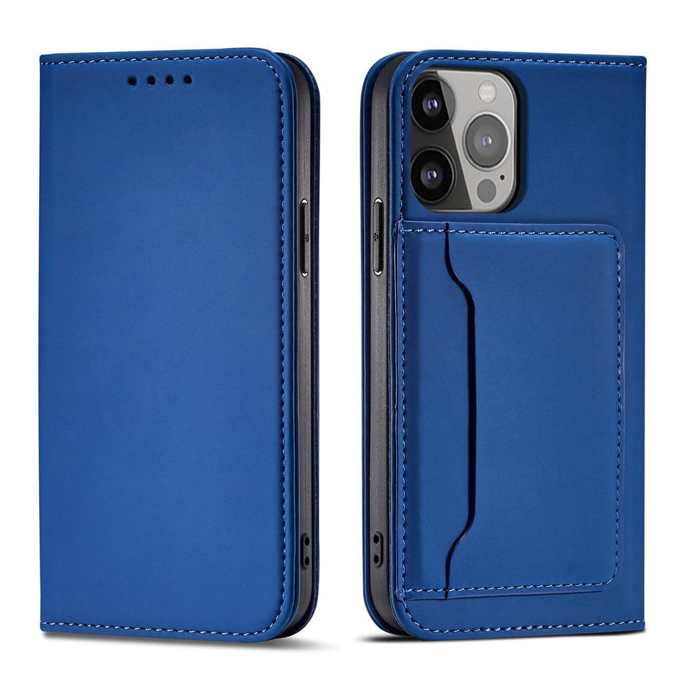 Magnetkortkasse til Samsung Galaxy S23 Ultra flip cover tegnebog stativ blå