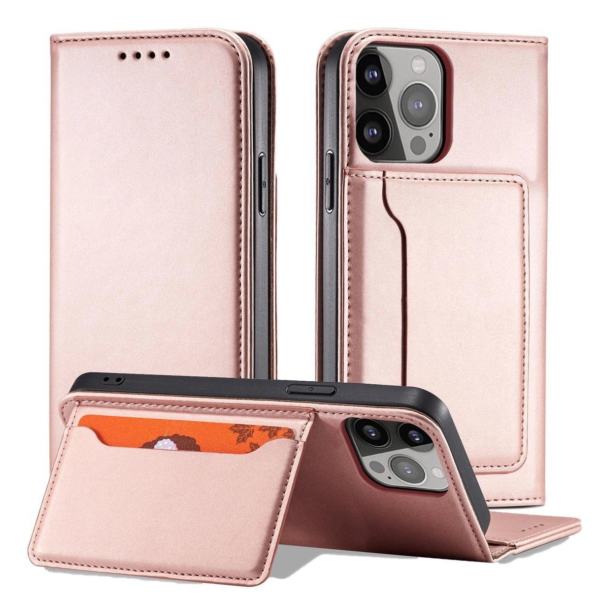 Magnetkortkasse til Samsung Galaxy S23 Ultra Cover med Flip Wallet Stand Pink