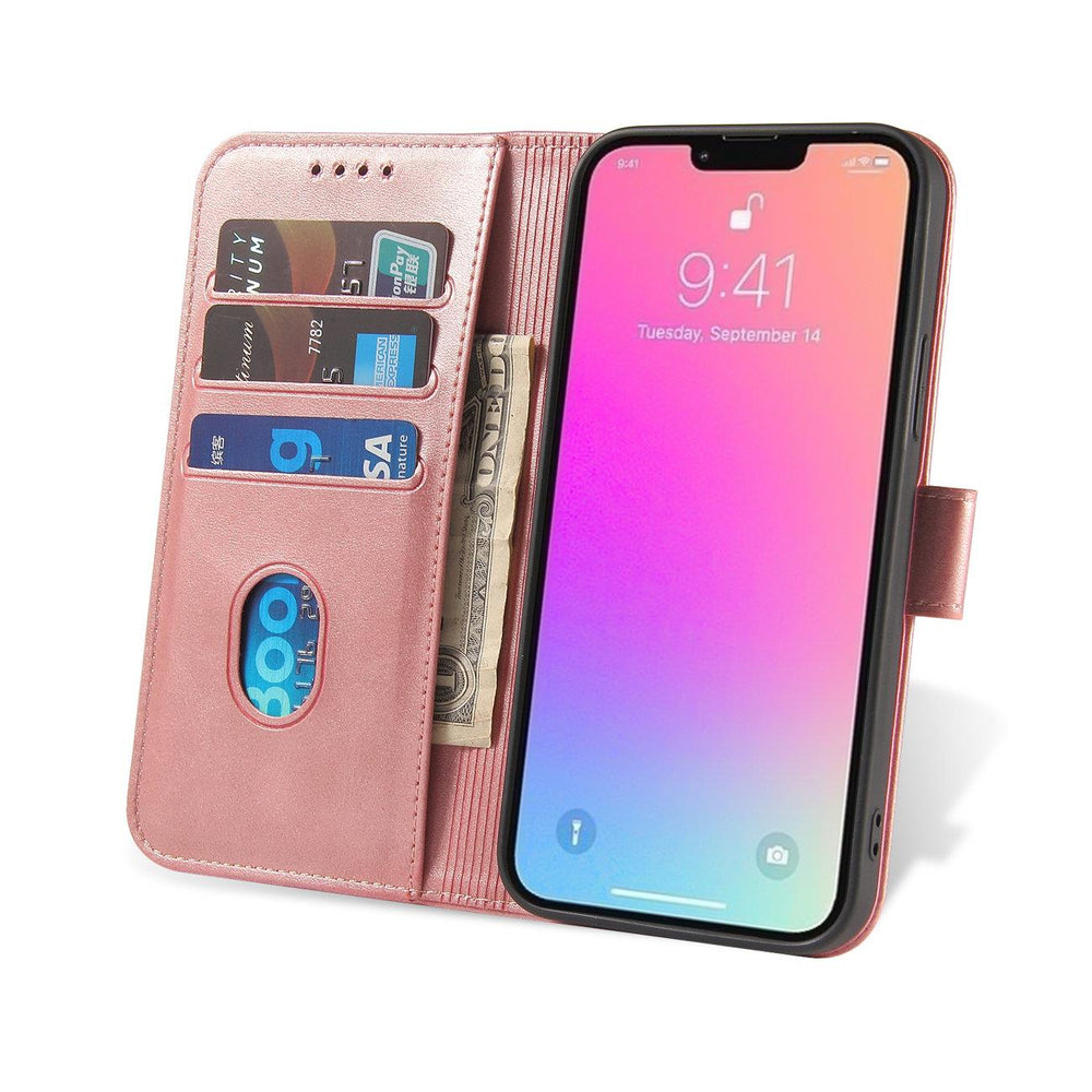 Magnetkasse til Samsung Galaxy S23 Ultra Cover med Flip Wallet Stand Pink