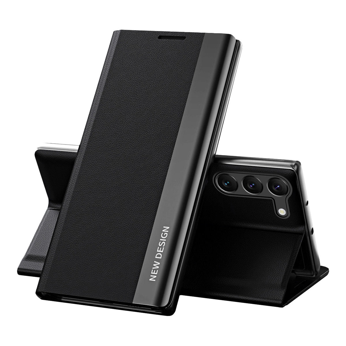 Sleep Case Pro-hylster til Samsung Galaxy S23+ med flip stand sort