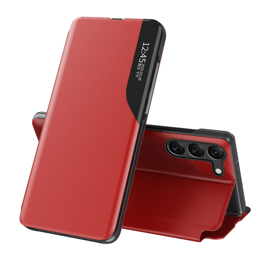 Eco Leather View Case case til Samsung Galaxy S23+ med flip stand rød