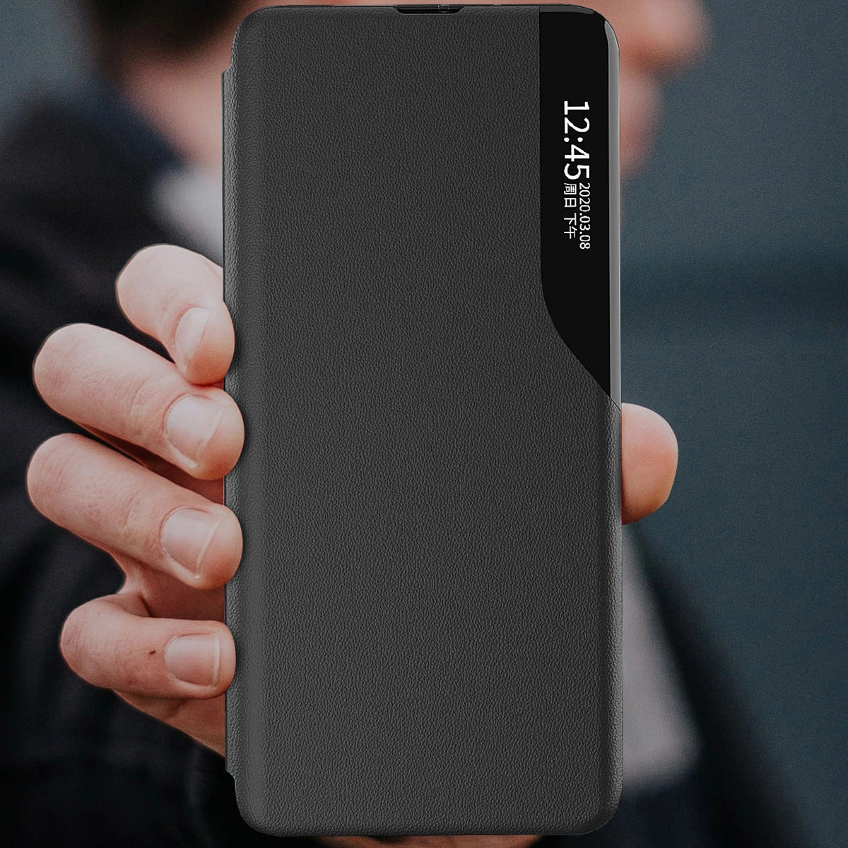 Eco læder View Case case til Samsung Galaxy S23 + med en flip stand rød