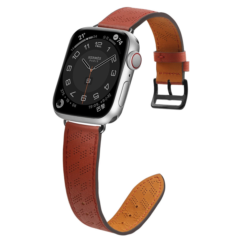 Strap læder til Apple Watch 38 / 40 / 41 mm band armbånd - rød