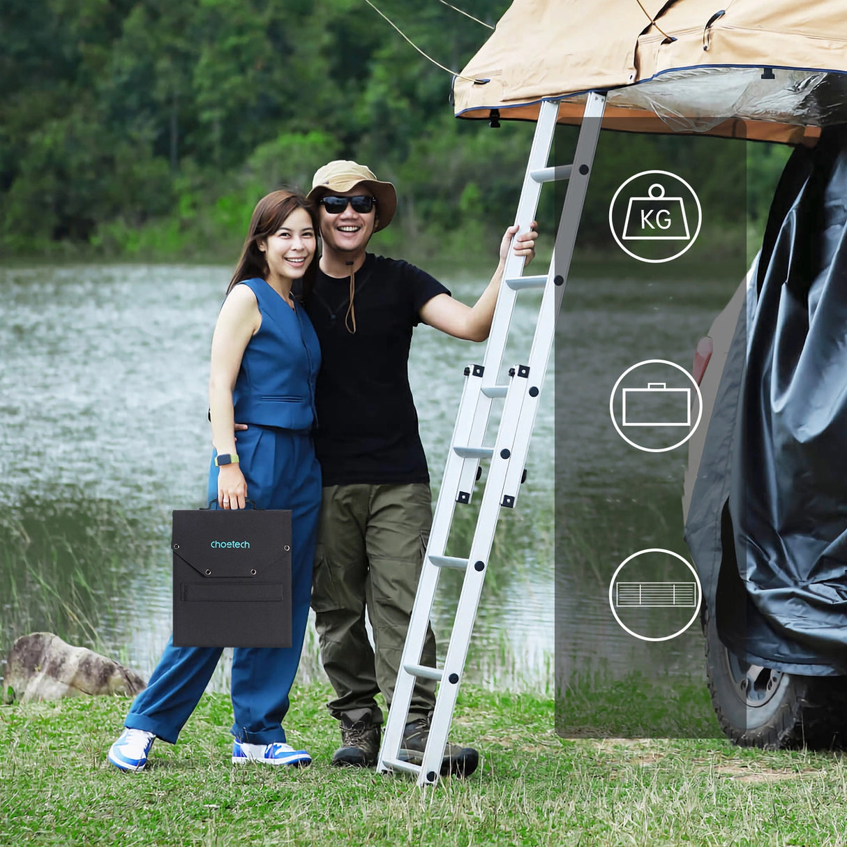 Choetech SC009-V2 solopladning 100W USB-C / 2x USB-A PD QC - sort