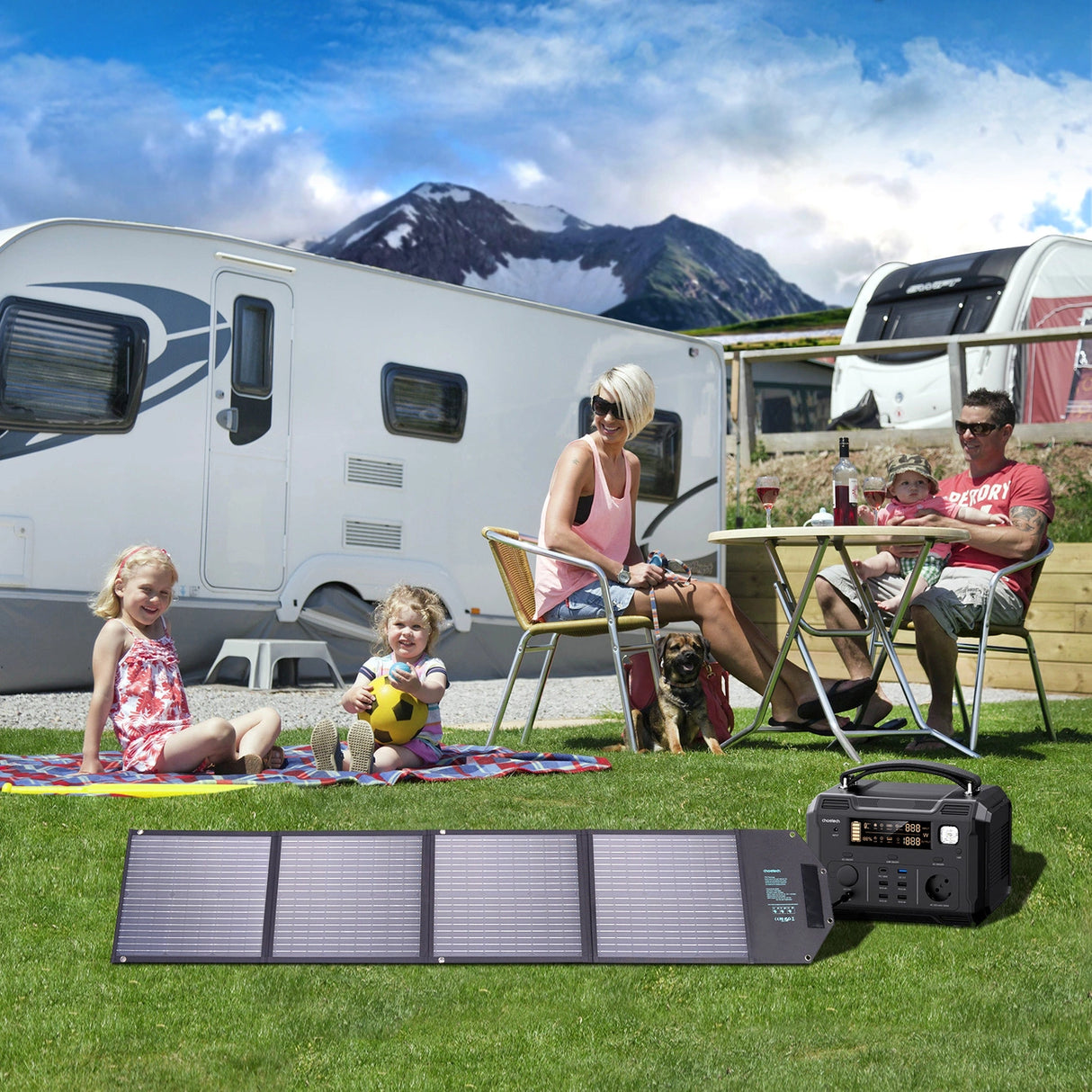 Choetech SC009-V2 solopladning 100W USB-C / 2x USB-A PD QC - sort