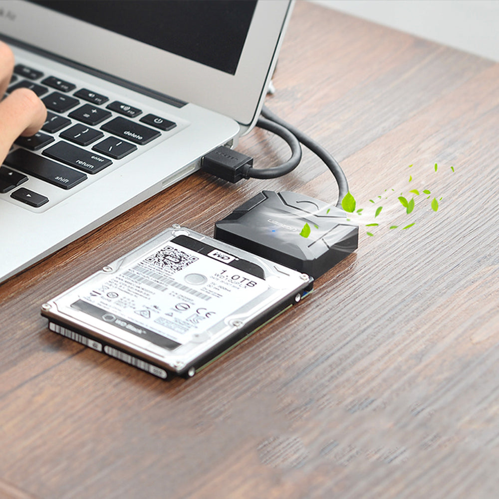 Ugreen 2.5'' / 3.5'' harddisk adapter kabel (USB-A 3.0 - SATA) sort (CR108)