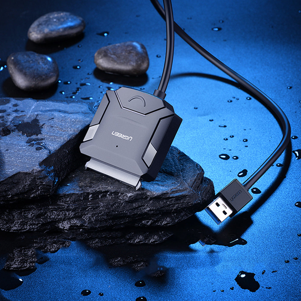 Ugreen 2.5'' / 3.5'' harddisk adapter kabel (USB-A 3.0 - SATA) sort (CR108)