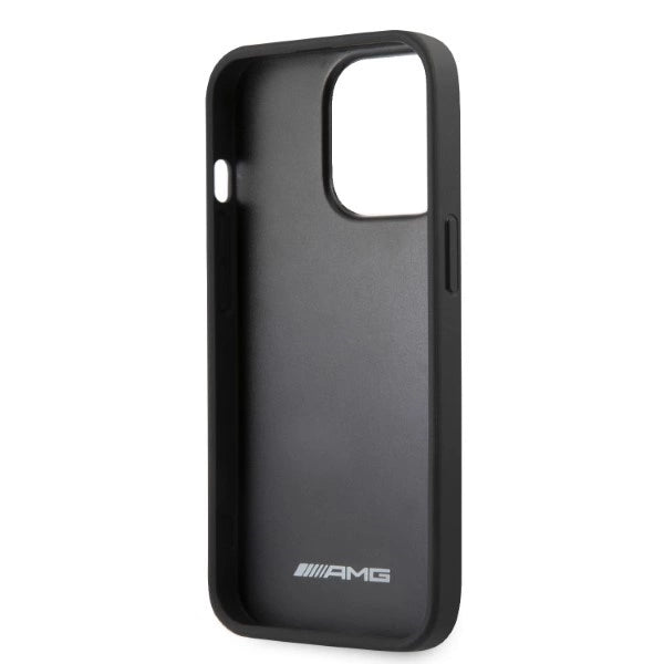 AMG AMHCP13LOSDBK iPhone 13 Pro / 13 6.1" black/black hardcase Leather Curved Lines