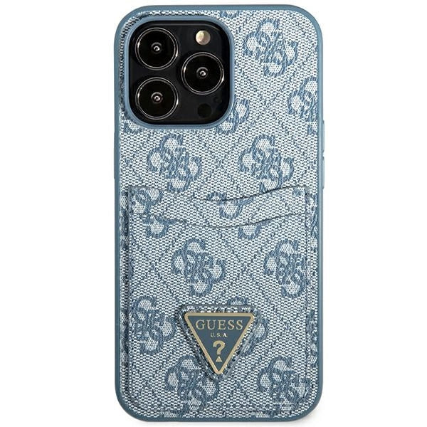 Guess 4G Triangle Logo Cardslot Case for iPhone 13 Pro / 13 - Blue