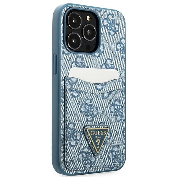 Guess 4G Triangle Logo Cardslot Case for iPhone 13 Pro / 13 - Blue