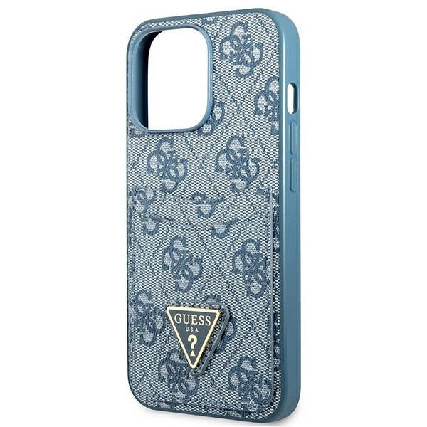 Guess 4G Triangle Logo Cardslot Case for iPhone 13 Pro / 13 - Blue