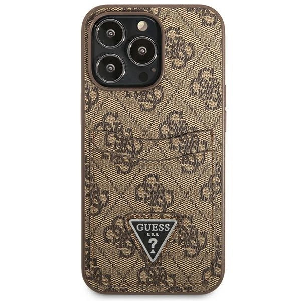 Guess 4G Triangle Logo Cardslot Case for iPhone 13 Pro / 13 - Brown