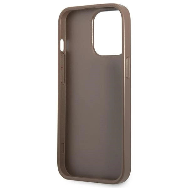 Guess 4G Triangle Logo Cardslot Case for iPhone 13 Pro / 13 - Brown