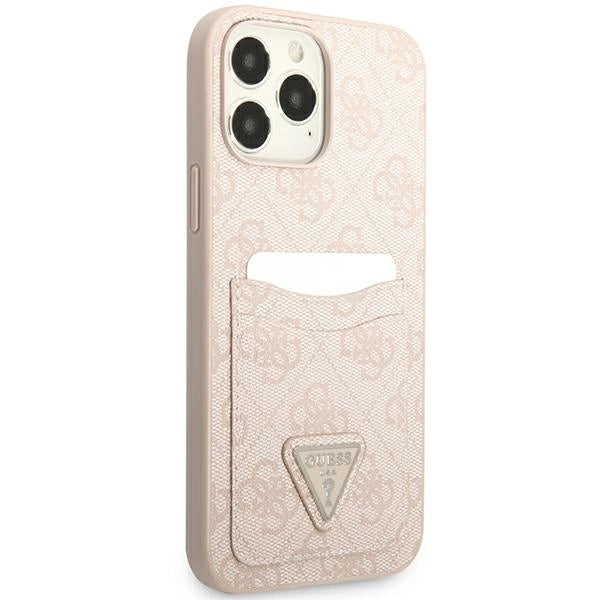 Guess 4G Triangle Logo Cardslot case for iPhone 13 Pro Max - pink