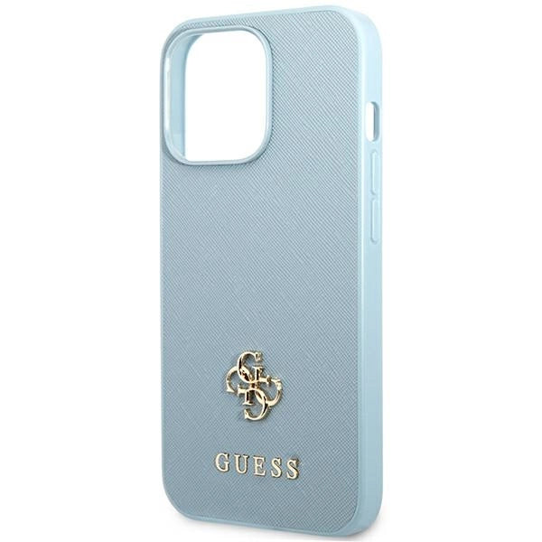 Guess Saffiano 4G Small Metal Logo-foder til iPhone 13 Pro Max - blå