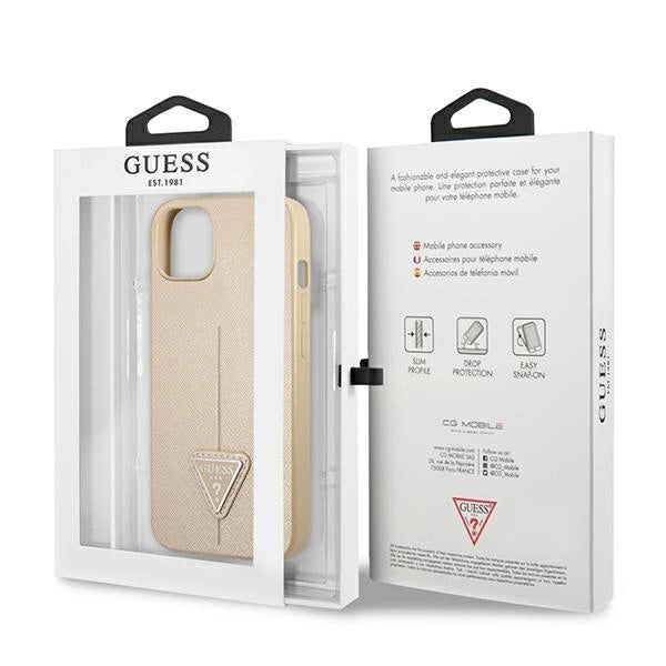 Guess GUHCP14MPSATLE iPhone 14 Plus 6.7" beige/beige hardcase SaffianoTriangle Logo