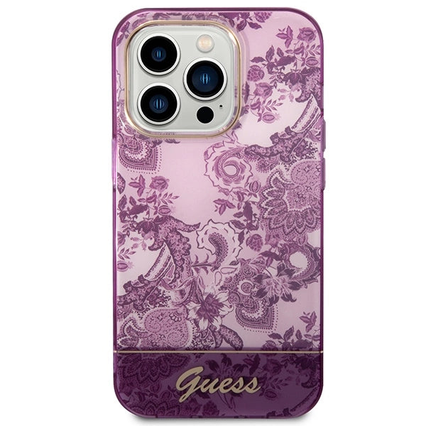 Guess Porcelain Collection case for iPhone 14 Pro Max - fuchsia