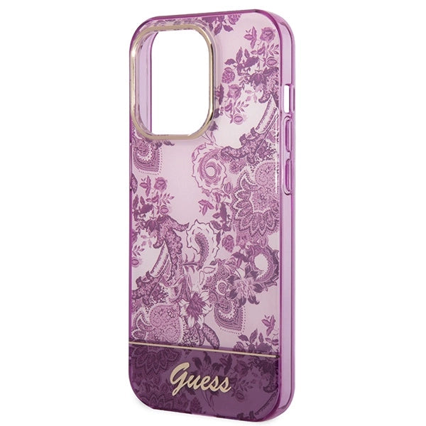 Guess Porcelain Collection case for iPhone 14 Pro Max - fuchsia