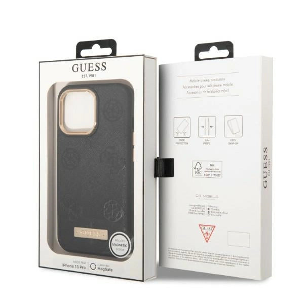 Guess GUHMP13LSAPSTK iPhone 13 Pro / 13 6.1" black/black hardcase Peony Logo Plate MagSafe