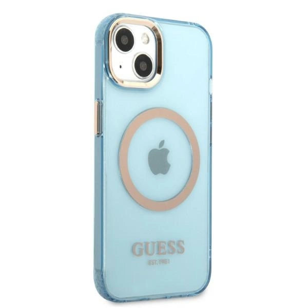 Guess Gold Outline Translucent MagSafe case for iPhone 13 - blue