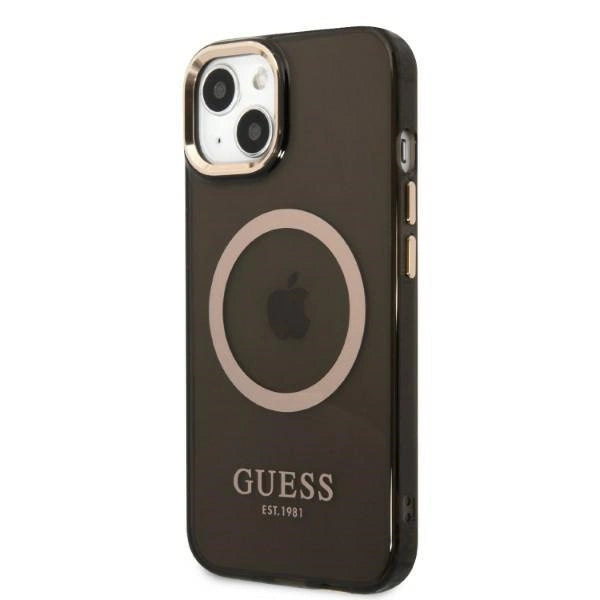 Guess Gold Outline Translucent MagSafe case for iPhone 13 - black