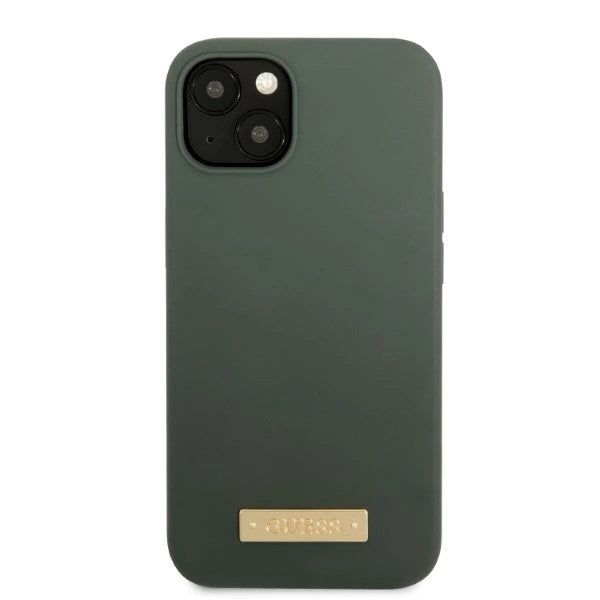 Guess GUHMP13MSBPLA iPhone 13 6.1" green/khaki hard case Silicone Logo Plate MagSafe