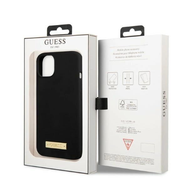 Guess GUHMP13MSPLK iPhone 13 6.1" black/black hard case Silicone Logo Plate MagSafe