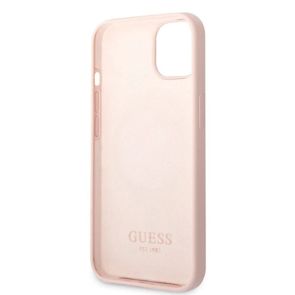 Guess GUHMP13SSBPLP iPhone 13 mini 5.4" pink/pink hard case Silicone Logo Plate MagSafe
