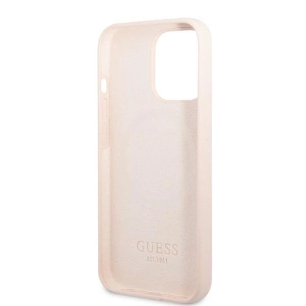 Guess GUHMP13XSPLP iPhone 13 Pro Max 6.7" pink/pink hard case Silicone Logo Plate MagSafe