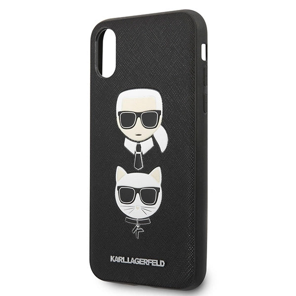 Karl Lagerfeld Saffiano Karl&Choupette Head case for iPhone XS Max - black
