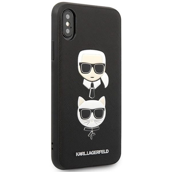 Karl Lagerfeld Saffiano Karl&Choupette Head case for iPhone XS Max - black