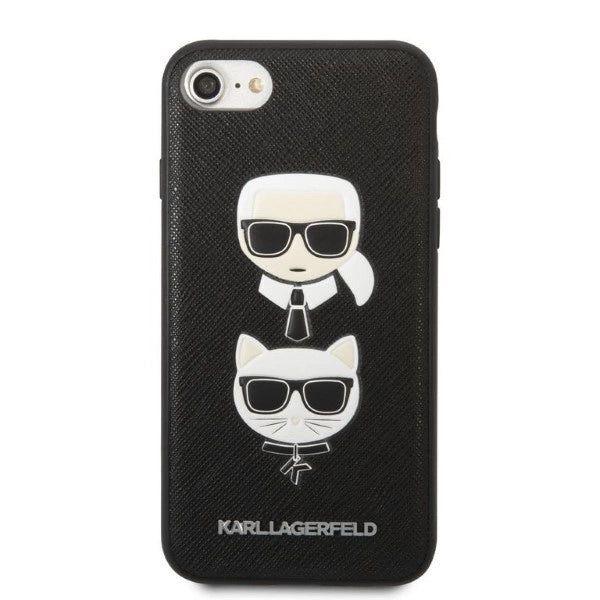 Karl Lagerfeld KLHCI8SAKICKCBK iPhone 7/8 / SE 2020 / SE 2022 black/black hardcase Saffiano Karl&Choupette Head
