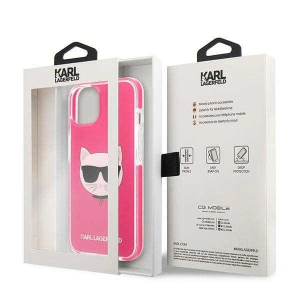 Karl Lagerfeld Choupette Head case for iPhone 13 - fuchsia