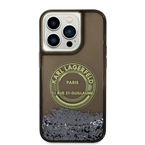 Karl Lagerfeld Liquid Glitter RSG case for iPhone 14 Pro - black