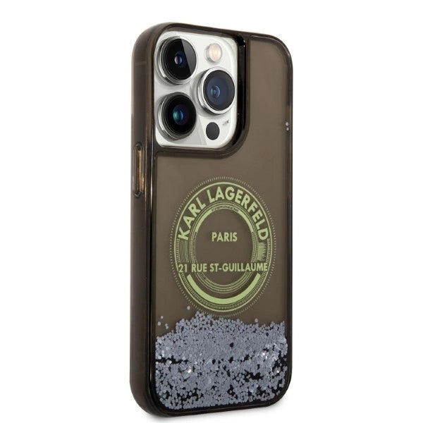 Karl Lagerfeld Liquid Glitter RSG case for iPhone 14 Pro - black