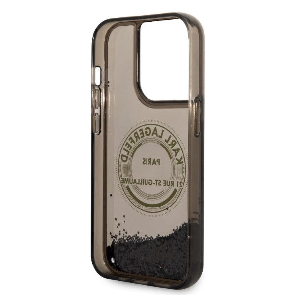 Karl Lagerfeld Liquid Glitter RSG case for iPhone 14 Pro - black