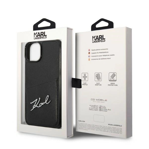 Karl Lagerfeld Signature Logo Cardslot case for iPhone 14 Plus - black