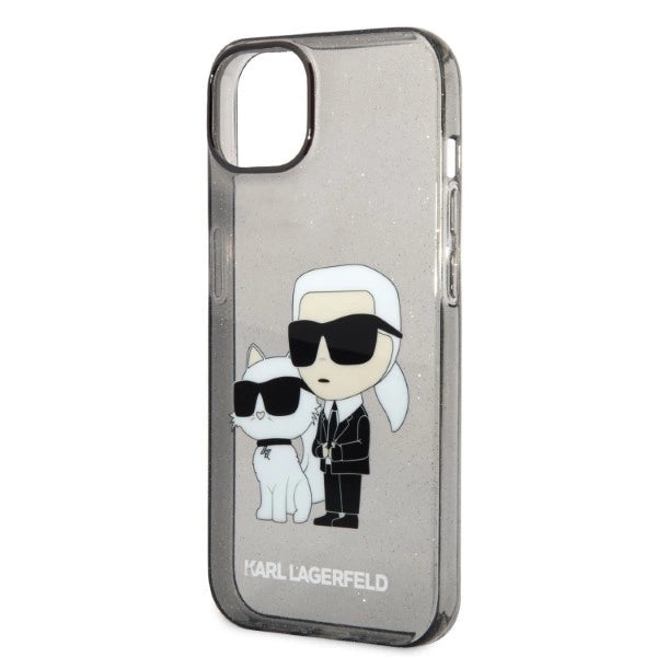 Karl Lagerfeld Glitter Karl&Choupette case for iPhone 14 Plus - black